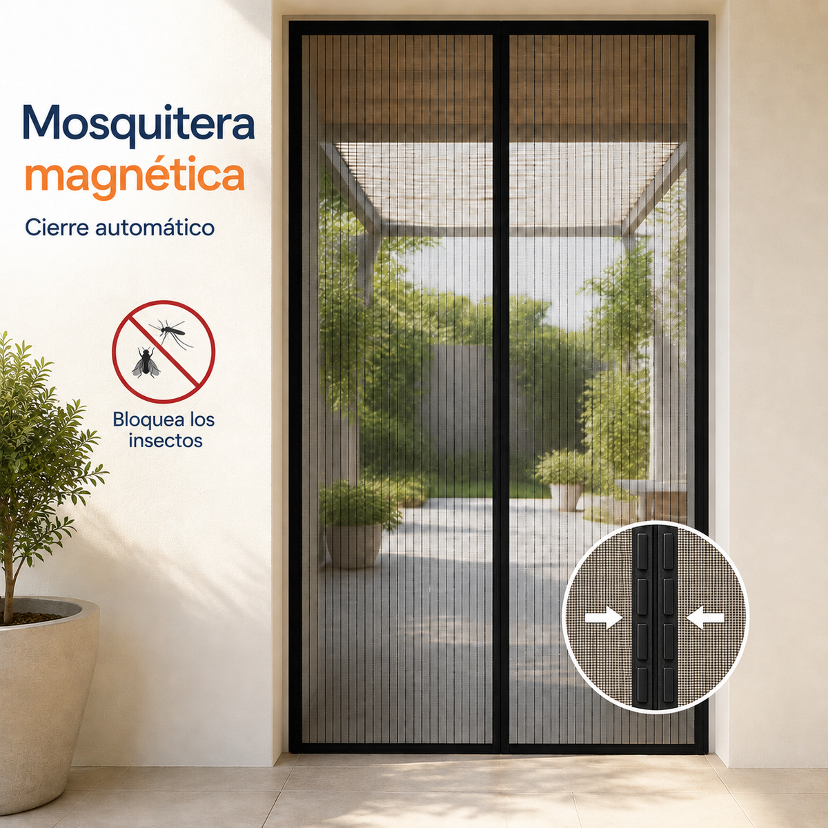 Cortina mosquitera magnética 100 × 210 cm