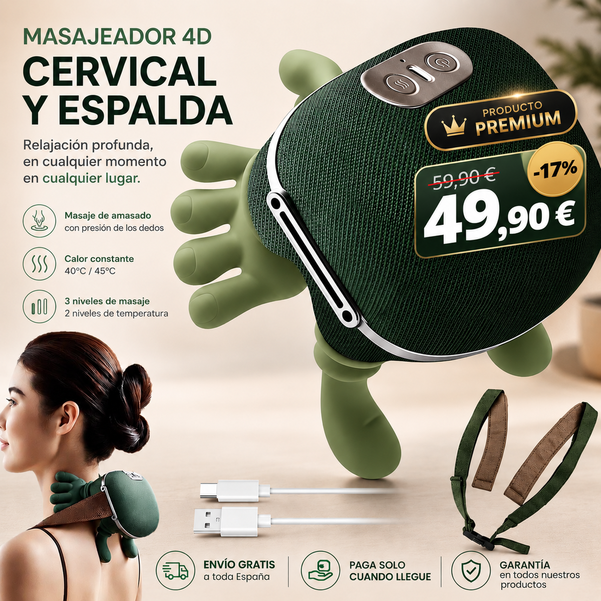 Masajeador cuello y espalda 4D