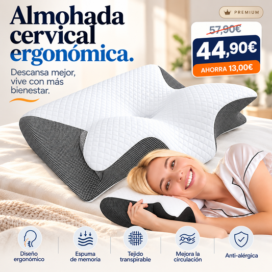 Almohada Cervical + Funda Gratis Incorporada