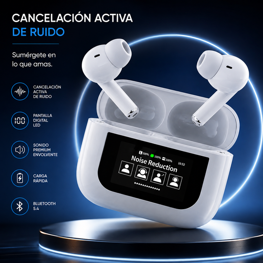 Auriculares inalámbricos Pro con pantalla y cancelación de ruido