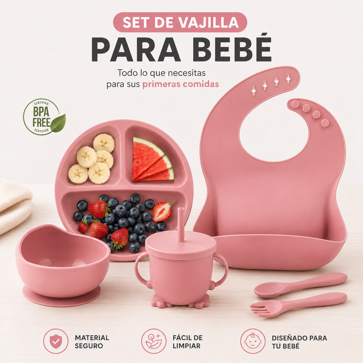 Set de vajilla de silicona para bebé