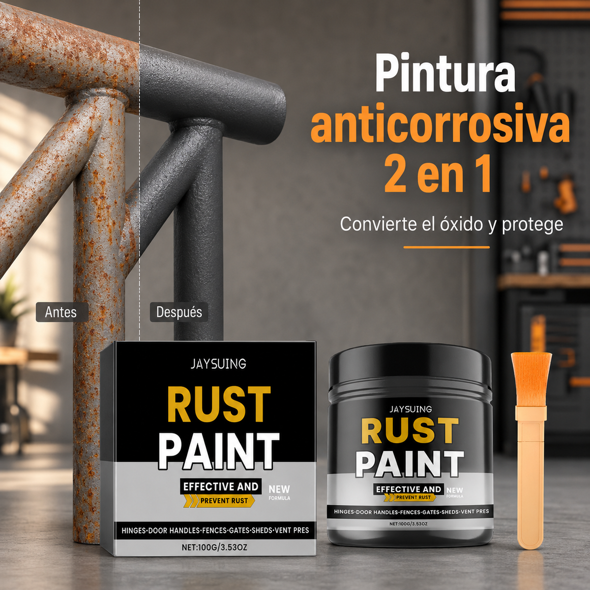Pintura anticorrosiva para metal con pincel – 100 g