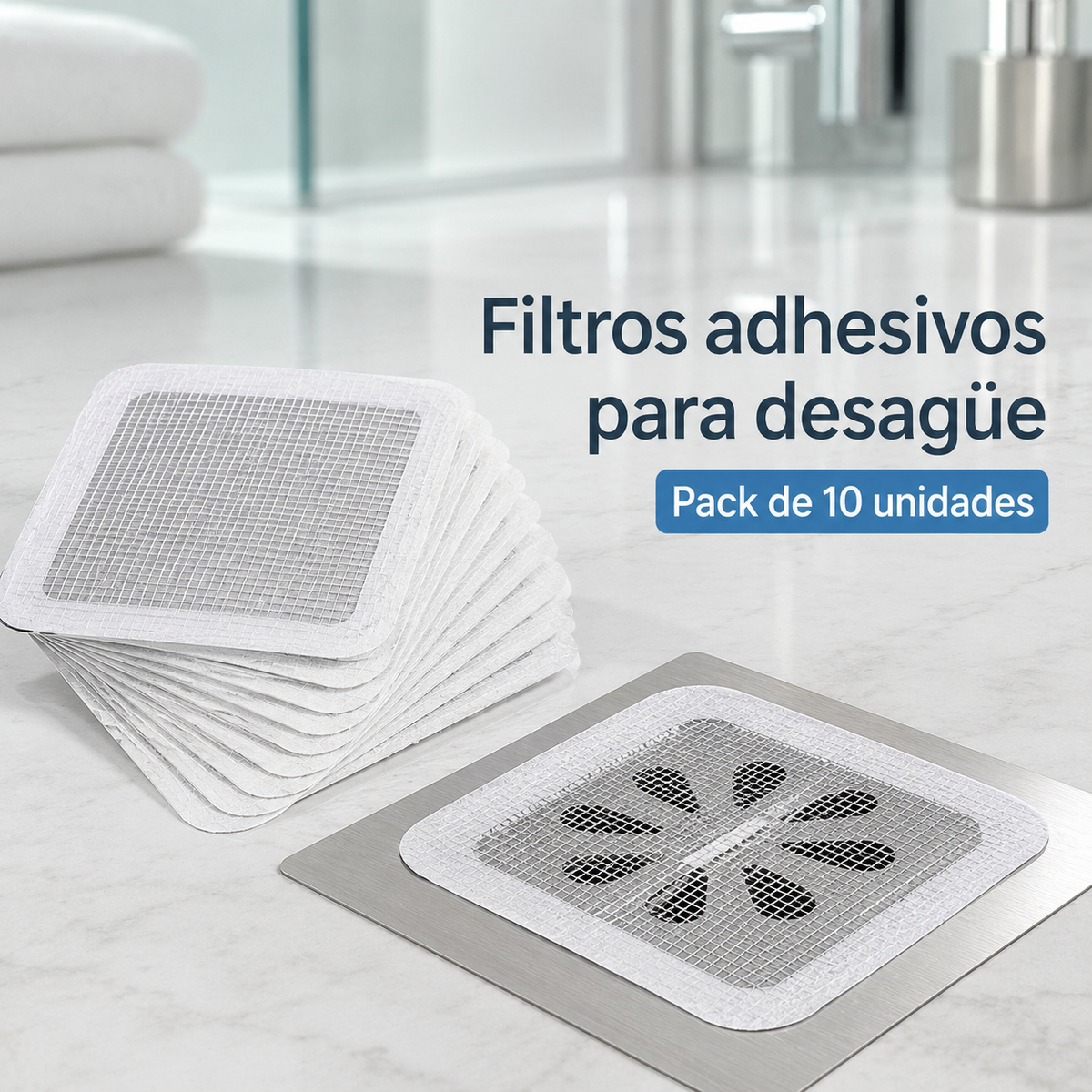 Filtros adhesivos para desagüe – pack de 10