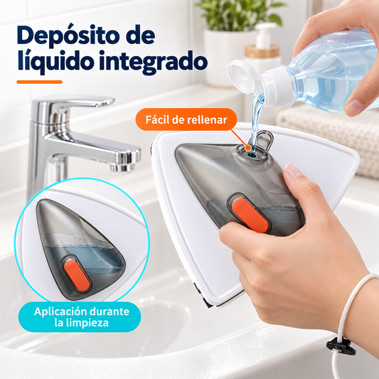 Limpiacristales magnético con depósito para líquido